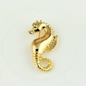 gold simple ins retro hippocampus brooch (unisex)